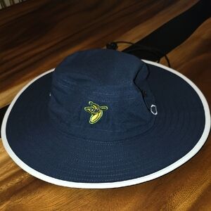 SAVANNAH BANANA Navy Blue Wide Brim Hat with Embroidered Design